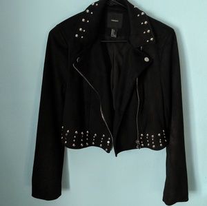 Suede Studded Motto Jacket